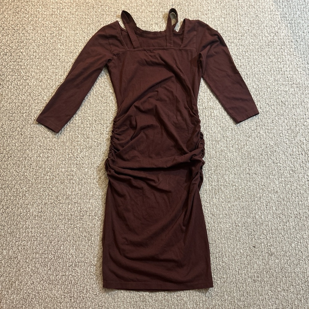 Michael Stars Long Sleeve Chocolate Dress (red/brown)